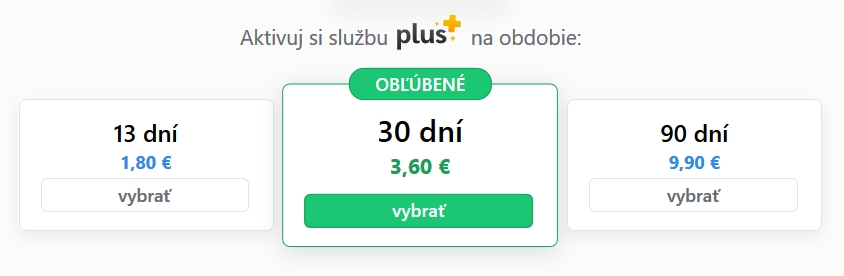 Předplacení služeb PLUS na Pokec.sk