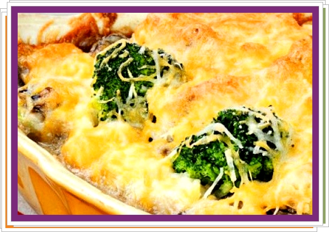 Zapečená brokolice se sýrem a houbami - Recepty a vaření