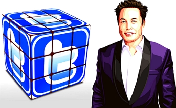 Elon Musk Twitter logo rubikova kostka