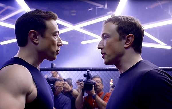 Elon Musk vyzval Marka Zuckerberga na zápas v kleci (fotomontáž)