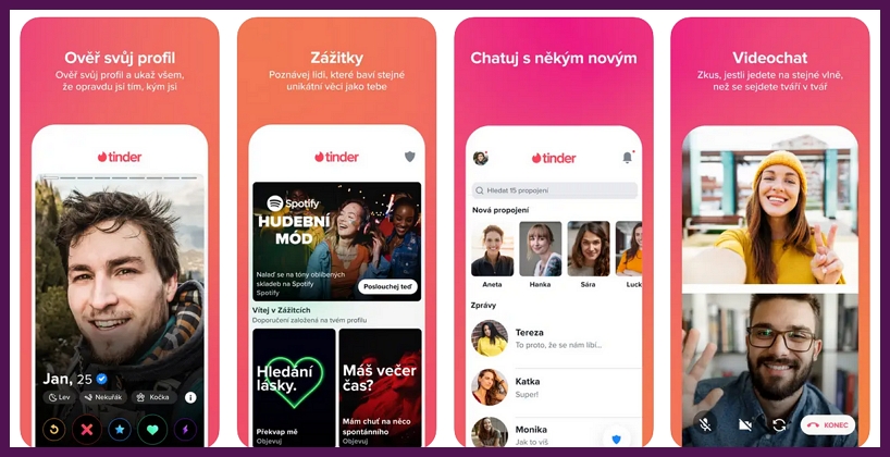 Tinder - On-line seznamka - Mobilní aplikace